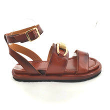 Charger l'image dans la galerie, Sandale Semelle Épaisse et Bride Cheville en Cuir Cognac