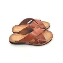 Charger l'image dans la galerie, Mule en Cuir Cognac Veiné Semelle Gomme