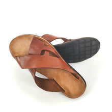 Charger l'image dans la galerie, Mule en Cuir Cognac Veiné Semelle Gomme