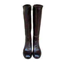 Load image into Gallery viewer, Botte en Cuir et Cuir Stretch Marron Foncé