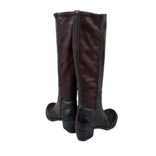 Load image into Gallery viewer, Botte en Cuir et Cuir Stretch Marron Foncé