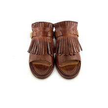 Charger l'image dans la galerie, Sandale Large Patte Frangée en Cuir Nocce