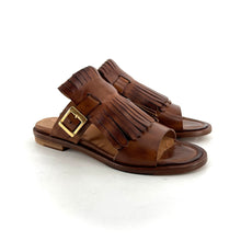 Charger l'image dans la galerie, Sandale Large Patte Frangée en Cuir Nocce