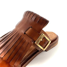 Charger l'image dans la galerie, Sandale Large Patte Frangée en Cuir Nocce