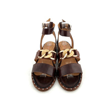 Charger l'image dans la galerie, Sandale Bride Cheville en Cuir Marron et Cognac