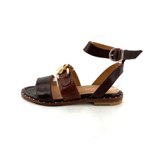 Charger l'image dans la galerie, Sandale Bride Cheville en Cuir Marron et Cognac