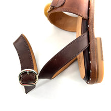 Charger l'image dans la galerie, Sandale Bride Cheville en Cuir Marron et Cognac