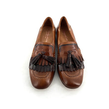 Charger l'image dans la galerie, Mocassin Patte Frangée et Pompons en Cuir Camel et Marron