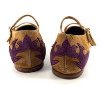 Charger l'image dans la galerie, Ballerine Double Bride en Daim Sable et Violet