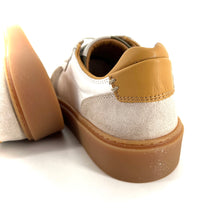 Load image into Gallery viewer, Basket en Cuir Blanc Kaki Jaune et Daim Craie