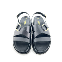 Charger l'image dans la galerie, Sandale Semelle Épaisse en Cuir Noir