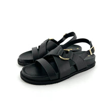 Charger l'image dans la galerie, Sandale Semelle Épaisse en Cuir Noir