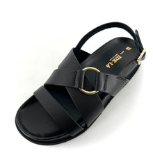 Charger l'image dans la galerie, Sandale Semelle Épaisse en Cuir Noir