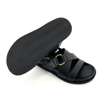 Charger l'image dans la galerie, Sandale Semelle Épaisse en Cuir Noir