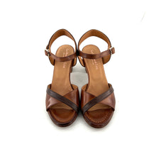Charger l'image dans la galerie, Sandale à Talon en Cuir Castagno et Nocce
