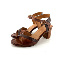 Charger l'image dans la galerie, Sandale à Talon en Cuir Castagno et Nocce