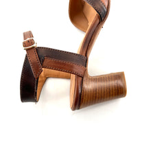 Charger l'image dans la galerie, Sandale à Talon en Cuir Castagno et Nocce