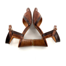 Charger l'image dans la galerie, Sandale à Talon en Cuir Castagno et Nocce