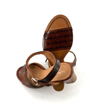Charger l'image dans la galerie, Sandale à Talon en Cuir Castagno et Nocce