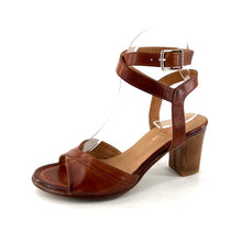 Charger l'image dans la galerie, Sandale à Talon Bride Cheville en Cuir Cognac