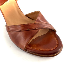 Charger l'image dans la galerie, Sandale à Talon Bride Cheville en Cuir Cognac