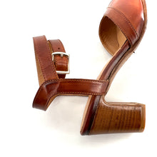 Charger l'image dans la galerie, Sandale à Talon Bride Cheville en Cuir Cognac