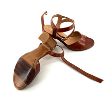 Charger l'image dans la galerie, Sandale à Talon Bride Cheville en Cuir Cognac