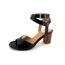 Charger l'image dans la galerie, Sandale à Talon Bride Cheville en Cuir Noir