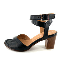Charger l'image dans la galerie, Sandale à Talon Bride Cheville en Cuir Noir