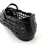Charger l'image dans la galerie, Ballerine en Raphia Noir et Cuir Noir