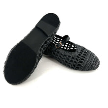 Charger l'image dans la galerie, Ballerine en Raphia Noir et Cuir Noir