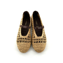 Charger l'image dans la galerie, Ballerine en Raphia Naturel et Cuir Marron