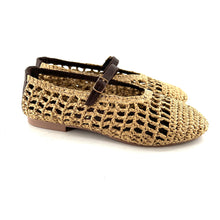 Charger l'image dans la galerie, Ballerine en Raphia Naturel et Cuir Marron