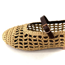 Charger l'image dans la galerie, Ballerine en Raphia Naturel et Cuir Marron