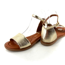 Charger l'image dans la galerie, Sandale Bride Cheville Talon Habillé en Cuir Doré