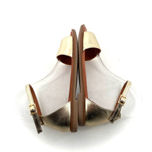 Charger l'image dans la galerie, Sandale Bride Cheville Talon Habillé en Cuir Doré