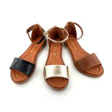 Charger l'image dans la galerie, Sandale Bride Cheville Talon Habillé en Cuir Doré