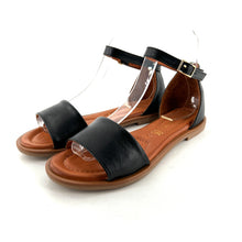 Charger l'image dans la galerie, Sandale Talon Habillé Bride Cheville en Cuir Noir