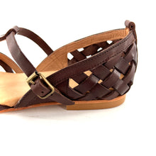 Charger l'image dans la galerie, Sandale Tressée en Cuir Marron