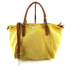Charger l'image dans la galerie, Sac CITY EASY en Toile Jaune Finitions Cuir Camel