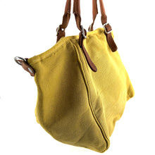 Charger l'image dans la galerie, Sac CITY EASY en Toile Jaune Finitions Cuir Camel