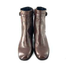 Load image into Gallery viewer, Boots Talon Trotteur Zippé Intérieur en Cuir Chocolat