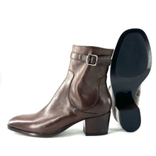 Load image into Gallery viewer, Boots Talon Trotteur Zippé Intérieur en Cuir Chocolat