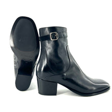 Load image into Gallery viewer, Boots Talon Trotteur Zippé Intérieur en Cuir Noir