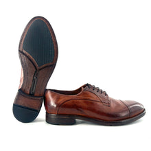 Load image into Gallery viewer, Derby en Cuir Cognac Veiné