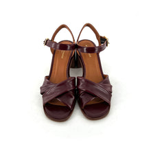 Charger l'image dans la galerie, Sandale à Talon Trotteur ANTONELLA en Cuir Bordeaux