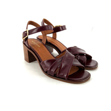 Charger l'image dans la galerie, Sandale à Talon Trotteur ANTONELLA en Cuir Bordeaux