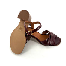 Charger l'image dans la galerie, Sandale à Talon Trotteur ANTONELLA en Cuir Bordeaux