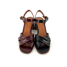 Charger l'image dans la galerie, Sandale à Talon Trotteur ANTONELLA en Cuir Bordeaux