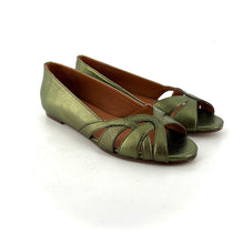 Charger l'image dans la galerie, Ballerine CHIARA en Cuir Métallisé Kaki